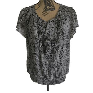 Apt. 9 Black and Gray Patterned Blouse